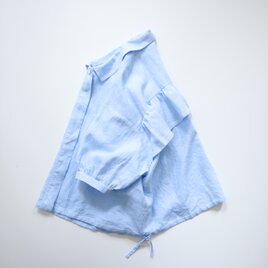 back frill wide shirt ( linen/blue chambray )の画像