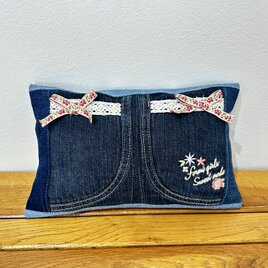 ペット用★アゴ乗せクッション　あごまくら ★汚れ防止対策★犬　猫★枕　デニムリメイクの画像