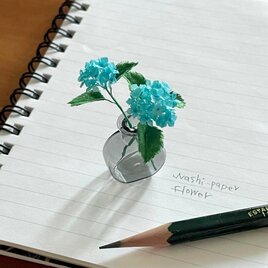 《和紙の花》花瓶＆あじさいの花束の画像