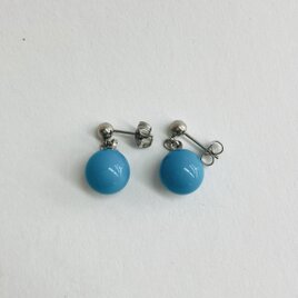 ガラスビーズぶら下がりピアス/10mm/ターコイズ塗装/made in japanの画像