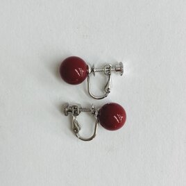 シェルビーズレッドイヤリング/約10mm/RED/made in japanの画像