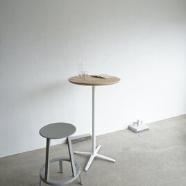ハイテーブル 円テーブル バーテーブル カウンターテーブル オーク無垢 天板直径60cm 高さ指定可の画像