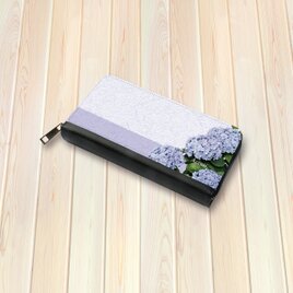 （送料無料）長財布【水彩調あじさい】（名入れ可）の画像