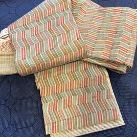 唯屋オリジナル　紬とインドブロックプリント半幅帯の画像