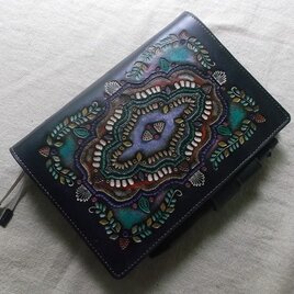 ほぼ日手帳仕様　B6サイズレザー手帳カバー　刻印＆拭き染めの画像