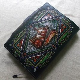 ほぼ日手帳仕様　B6サイズレザー手帳カバー　刻印＆拭き染めの画像