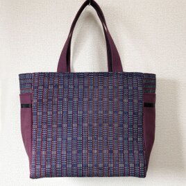 裂き織り×帆布　カラフル糸のファスナーバッグの画像