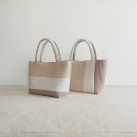 ベージュ系ヌビ パッチワークトートバッグsの画像