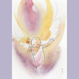 水彩画「炎の天使・天からほい」