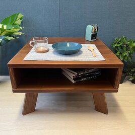 【送料無料】 ローテーブル ロ形 60cm角 40cm パイン ウォルナット 木製脚 組立式の画像