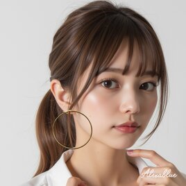 クラシック・ラージフープピアス BIG フープ ピアス 大きめフープピアス ステンレススチール 大ぶりピアスの画像