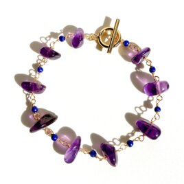 天然石アメジストとラピスラズリのマンテルブレスレット