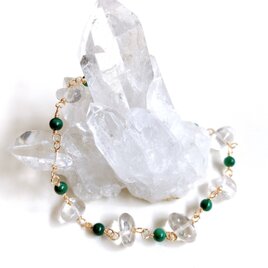 天然水晶とマラカイトのマンテルブレスレット