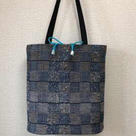 裂き織り　バケツトート（きんちゃくタイプ）