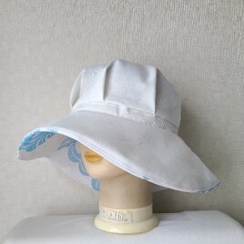 魅せる帽子☆急な雨にも安心♪超撥水加工のキャプリーヌ～ホワイト&ボタニカルの画像