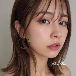 HAMMERED フープピアス  槌目ピアス おしゃれフープ 個性的の画像