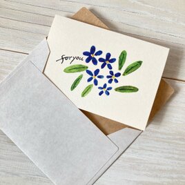 封筒付きミニカード「青い花」・水干絵具の画像