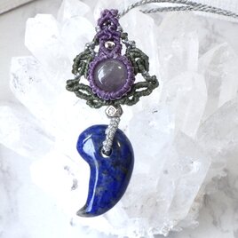 レピドライトのマクラメフレーミングネックレス「デコレ