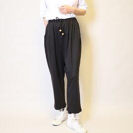 新作❤︎S/M/Lサイズ選べる♪接触冷感サルエル8分丈パンツ（ブラック）25027BKの画像
