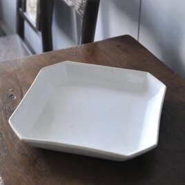 Gien ジアン 白 角皿 大皿 隅切 24.5cm フランス アンティーク 0502222の画像