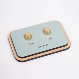 真鍮と木のリングピロー　名入れ・記念日刻印
