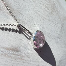 天然クンツァイト◇純銀＋SV925◇Silver Necklaceの画像