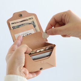 お札が折れない 鍵が入るコンパクト財布 LF-031 ヌメ革ALL ミニ財布 レザーウォレット 小さい財布 軽い財布