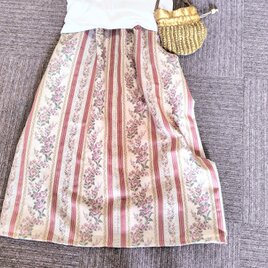 ★～丈85㎝★ピンクの薔薇の花柄ブロケード★インテリア用生地を活用★受注製作★の画像