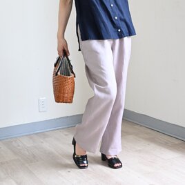 【新色】ベーシックストレート リネンパンツ：くすみピンクの画像
