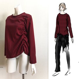 【1点もの・デザイン画付き】ストライプニットトップス（KOJI TOYODA）の画像