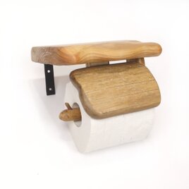 【温泉流木】竹流木が押さえのトイレットペーパーホルダー003波天板 木製 流木インテリアの画像