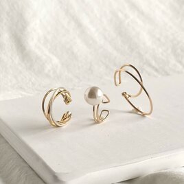 【期間限定】【夏の福袋no.1】イヤーカフ3点セット　diagonal &Grain &ellipseの画像