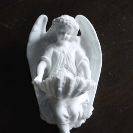 ビスク 花冠 天使 ベニティエ 聖水盤 h23.5cm フランス アンティーク 0502245の画像