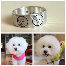 【うちの子 オーダー】うちの子 指輪 プラスサイズのリング 彫刻 愛犬 写真 プリント 999 シルバー 愛猫 ペット 動物