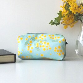 ミモザの合皮ポーチ／ブルー