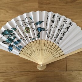 扇子　白薔薇の画像