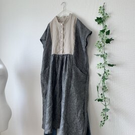 リネン切り替えギャザーワンピースの画像