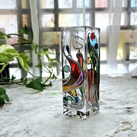 《大和の祈り 〜豊穣の宴〜》ガラスアート花瓶の画像