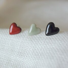 ハート　シングルピアス　赤 黒 グレー