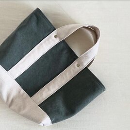 TOTE BAG -bicolor- (M) / armygreen × ecruの画像