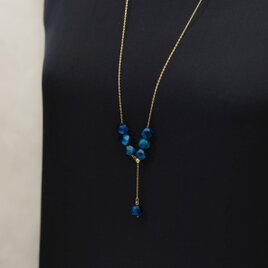 簡単つけはずし【14kgf・Y字 ロングネックレス】青の洞窟の結晶 / かぶってつけれる 70cmの画像