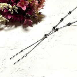 ステンレス 70cm* スギライト・モリオンのタイ風スライドチェーンネックレス　ペンダントの画像