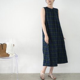 ブラックウォッチ　柔らかコットンのノースリーブワンピ　 No.354の画像