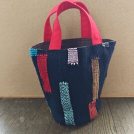 裂織りバケツ型バックの画像