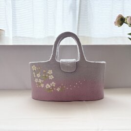 羊毛刺繍フェルトバック/りんご花