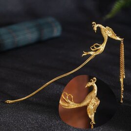 鳳凰モチーフのかんざし - 羽ばたく姿は希望と新たな始まりを示す　K168の画像