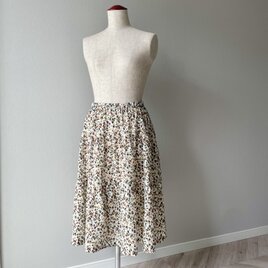 フランス産ローンコットン　ギャザースカート　ベージュ