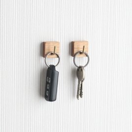 マグネットフック【ウォールナット×真鍮】2個セット おしゃれ かわいい キーフック 木製 マグネット フックのコピーの画像