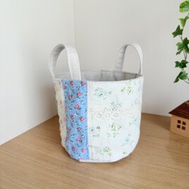 YUWAパッチワークのバケツ型小物入れの画像