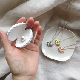 【セット販売】人魚姫の二枚貝のコフレセット ■ リングホルダー × ペンダント ■ ネックレスの色が選べるの画像